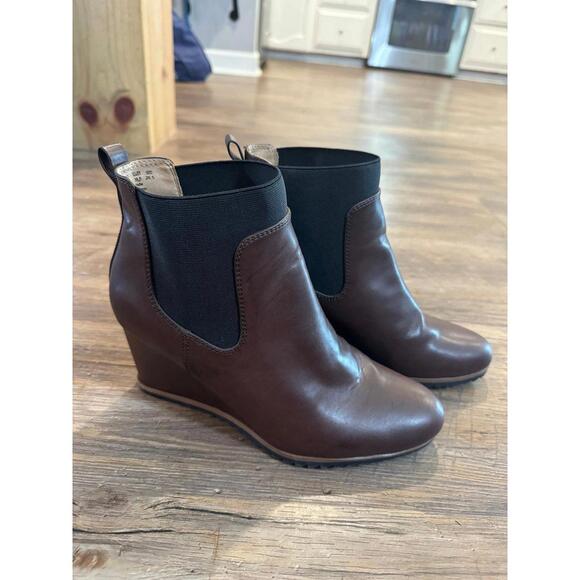 Naturalizer Soul Hawkins Wedge Leather Ankle Boots Sz 9.5 NEW - Picture 1 of 6